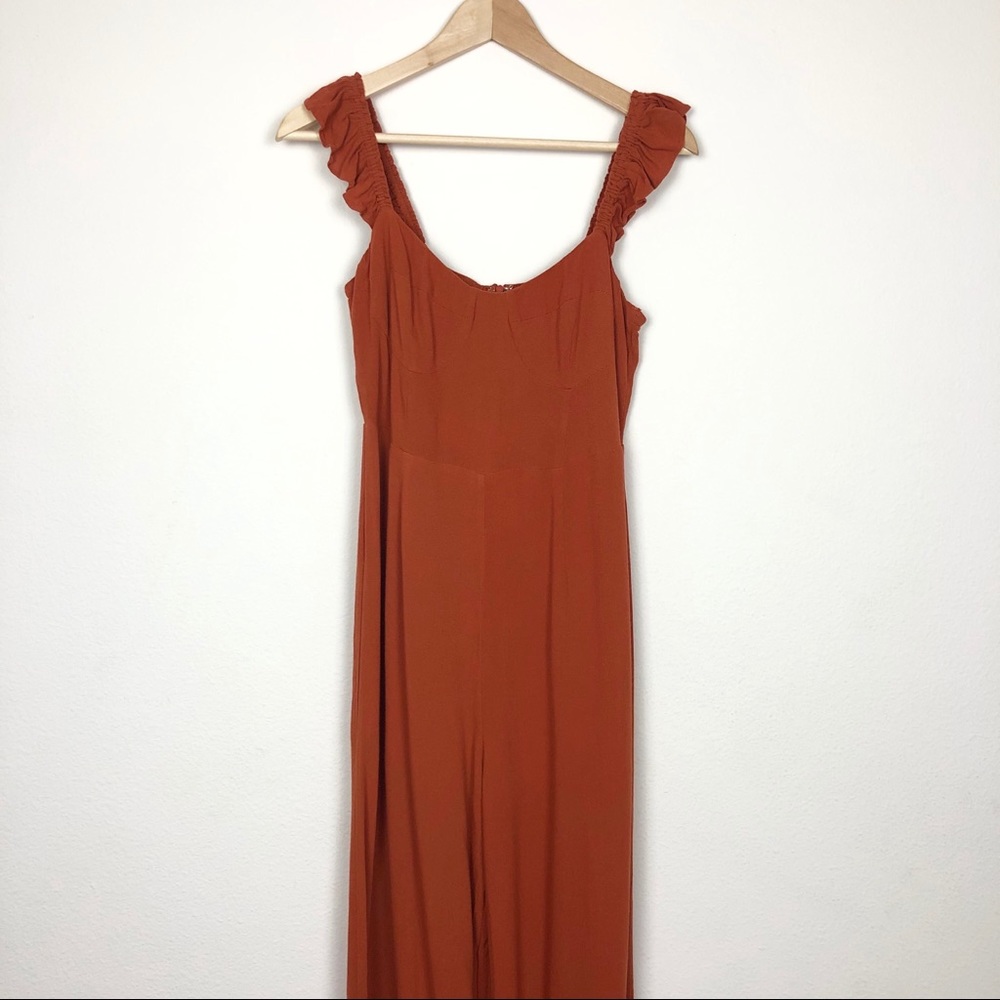 Marlowe Rust Orange Ruffle Sleeve Jumpsuit